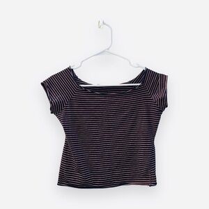 Brandy Melville Short Sleeve Striped Cropped Baby Tee T-shirt one size